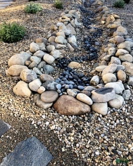 front yard transformation | dry creek bed | lawn removal